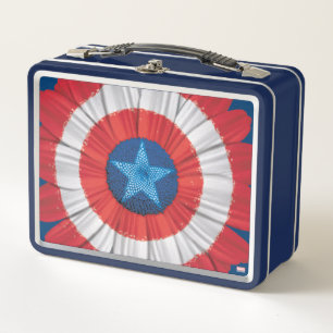 Captain America Shield Styled Daisy Flower Metal Lunch Box