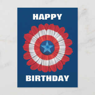 Captain America Shield Styled Daisy Flower Postcard