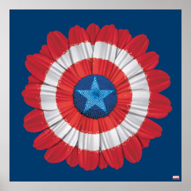 Captain America Shield Styled Daisy Flower Poster (Front)