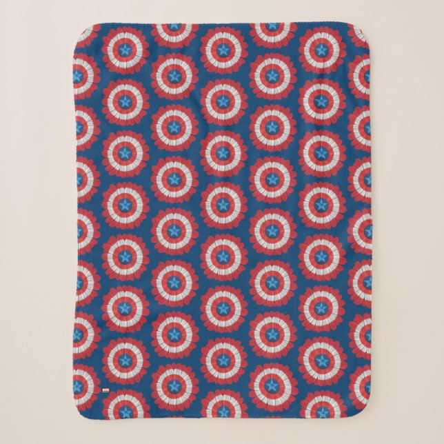 Captain America Shield Styled Daisy Flower Sherpa Blanket (Front)
