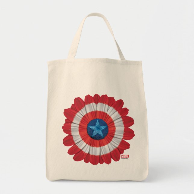 Captain America Shield Styled Daisy Flower Tote Bag (Front)