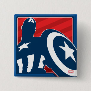 Captain America Silhouette Icon 2 Inch Square Button