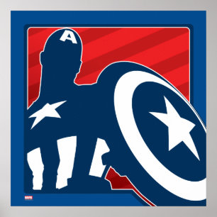 Captain America Silhouette Icon Poster