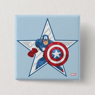 Captain America Star Graphic 2 Inch Square Button