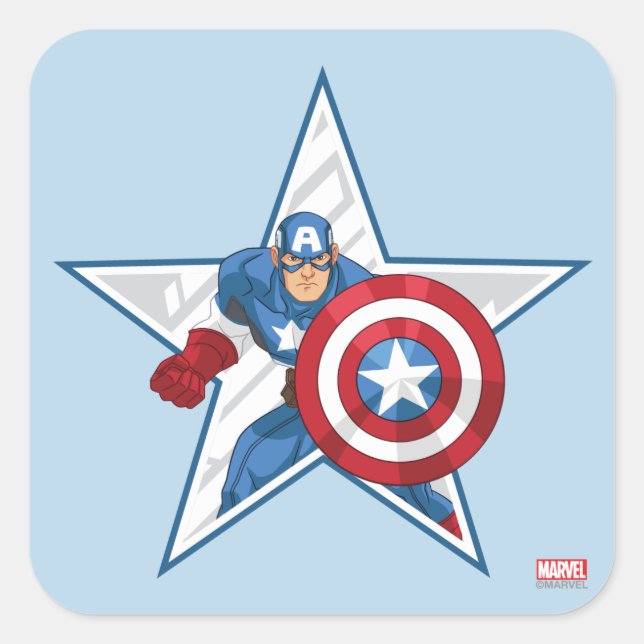 Captain America Star Graphic Square Sticker (Front)