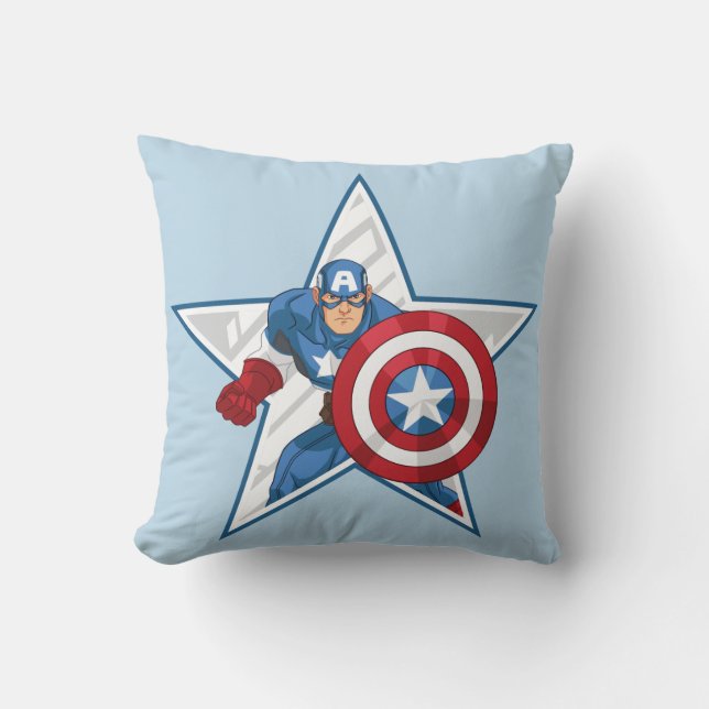 Captain America Star Graphic Throw Pillow (Front)