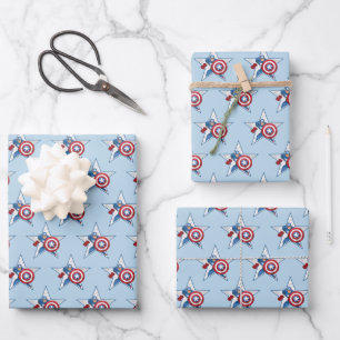 Captain America Star Graphic Wrapping Paper Sheet