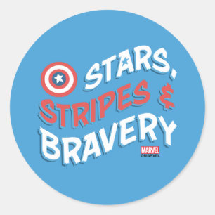 Captain America Stars, Stripes, & Bravery Classic Round Sticker