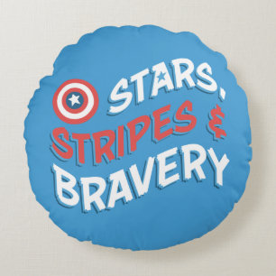 Captain America Stars, Stripes, & Bravery Round Pillow