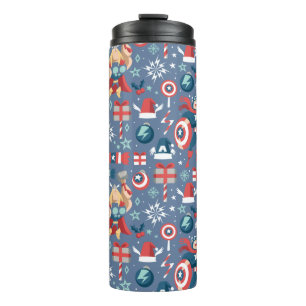 Captain America & Thor Holiday Gift Pattern Thermal Tumbler
