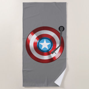 Captain America Vinyl Record Player Beach Towel