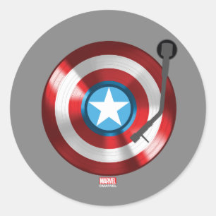Captain America Vinyl Record Player Classic Round Sticker