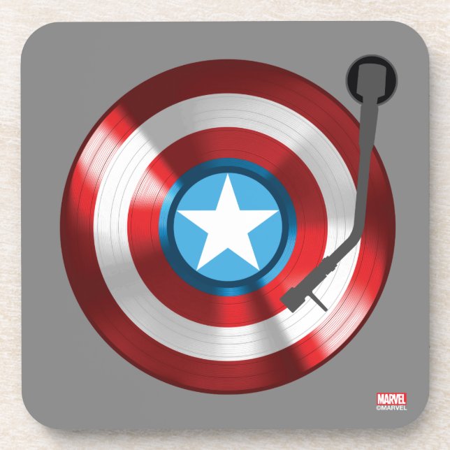 Captain America Vinyl Record Player Coaster (Front)