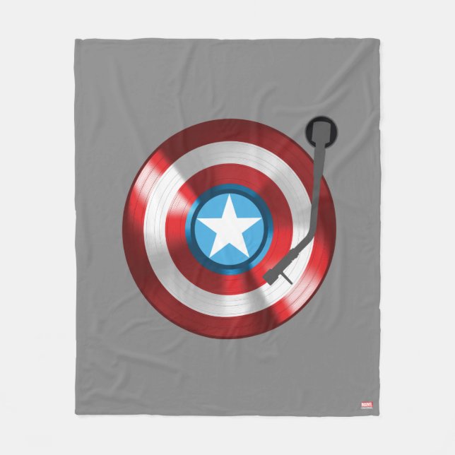 Captain America Vinyl Record Player Fleece Blanket (Front)