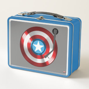 Captain America Vinyl Record Player Metal Lunch Box