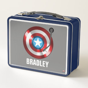 Captain America Vinyl Record Player Metal Lunch Box