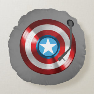 Captain America Vinyl Record Player Round Pillow