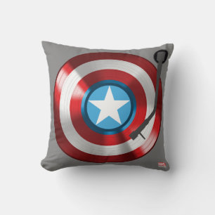 Captain America Vinyl Record Player Throw Pillow