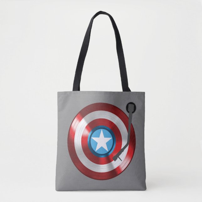 Captain America Vinyl Record Player Tote Bag (Front)