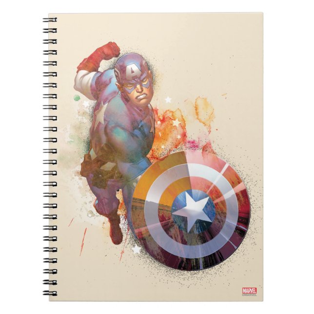 Captain America Watercolor Graphic Notebook (Front)