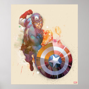 Captain America Watercolor Graphic Poster