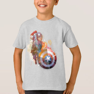 Captain America Watercolor Graphic T-Shirt
