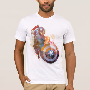 Captain America Watercolor Graphic T-Shirt