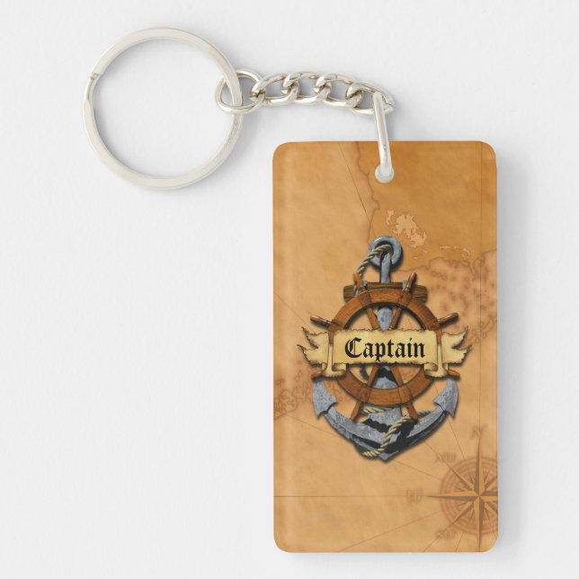 Captain Anchor And Wheel Keychain (Front)
