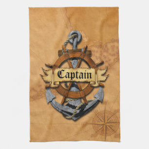 Captain Anchor And Wheel Kitchen Towel
