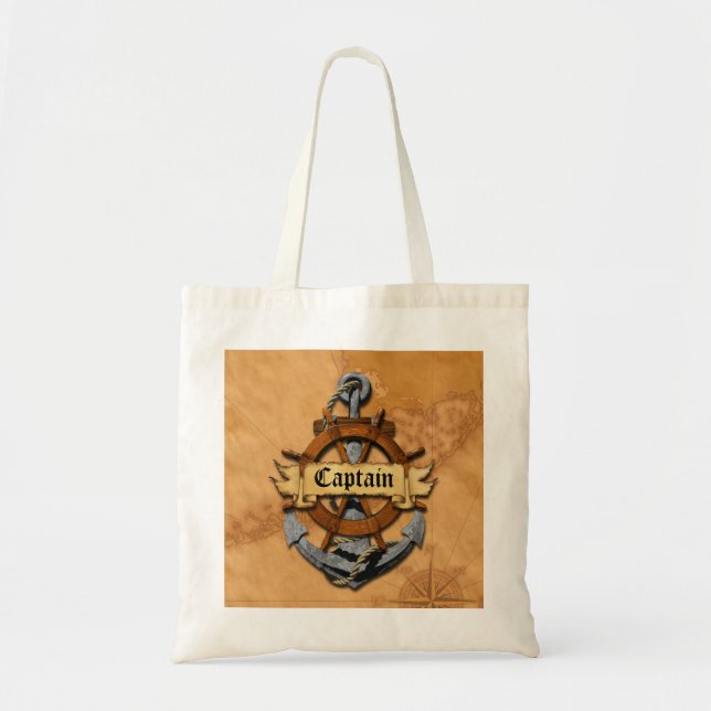 Captain Anchor And Wheel Tote Bag (Front)