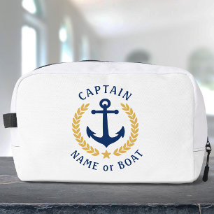 Captain Anchor Boat Name Gold Laurel Star Gym Dopp Kit