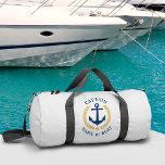 Captain Anchor Boat Name Gold Laurel Star Gym Duffle Bag<br><div class="desc">A custom designed nautical boat anchor, gold style laurel leaves and a gold star with Captain rank or other title and your personalized name or boat name on a stylish gym or travel duffle bag. This design is in classic navy blue, and gold colours on white or edit the design...</div>