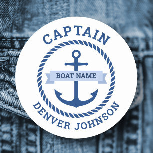 Captain anchor rope border boat name on banner tag