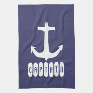 Captain Anchor Sea Ocean Sailing Kitchen Towel
