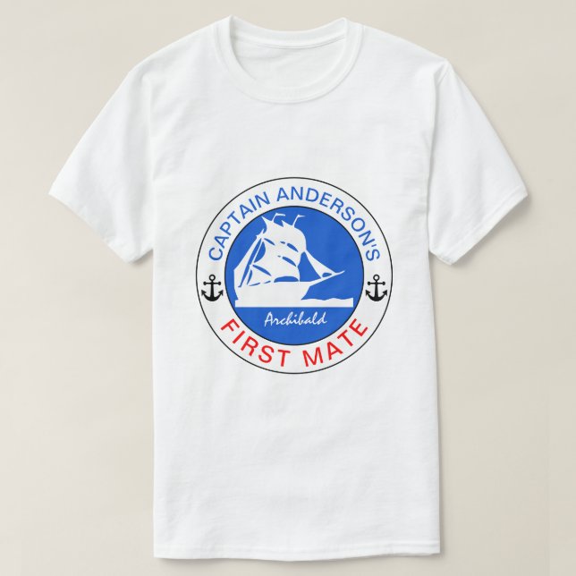 Captain Anderson's First Mate funny customizable T-Shirt (Design Front)