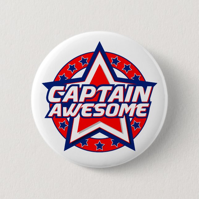 Captain Awesome 2 Inch Round Button (Front)