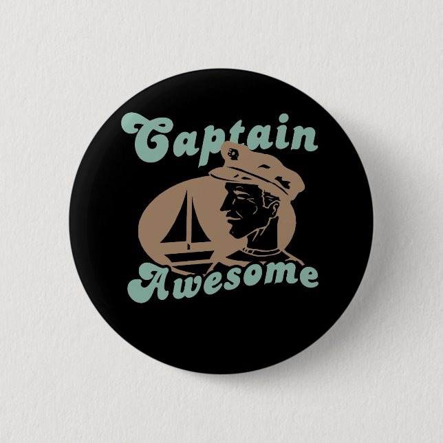 Captain Awesome 2 Inch Round Button (Front)