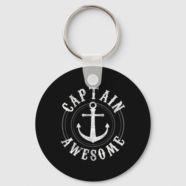 Captain Awesome - Boating Sailing Anchor Nautical  Keychain (Front)