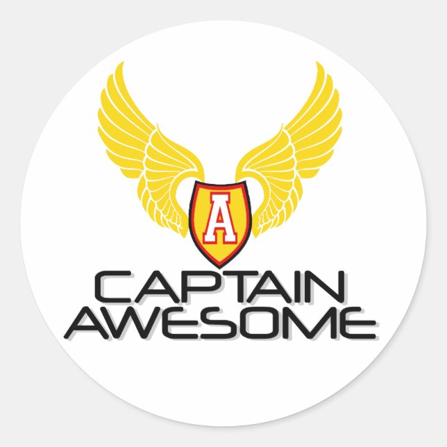 Captain Awesome Classic Round Sticker (Front)