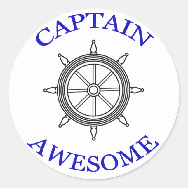 "Captain Awesome” Classic Round Sticker (Front)