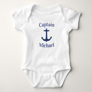 Captain Baby Nautical Blue Navy Boat Anchor Bodysuit