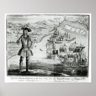 Captain Bartholomew Roberts with two ships Poster