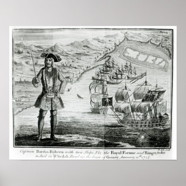 Captain Bartholomew Roberts  with two ships Poster (Front)