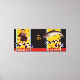 Captain Bing Brand Salmon Label- Seattle, WA Canvas Print