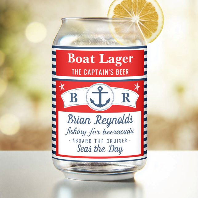 Captain Boat Lager Beer Striped Ship Anchor Custom Can Glass (Creator Uploaded)