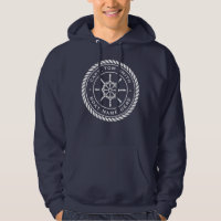 Captain boat name rope frame nautical ship's wheel