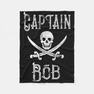 Captain Bob - Vintage Personalized Pirate Boating  Fleece Blanket