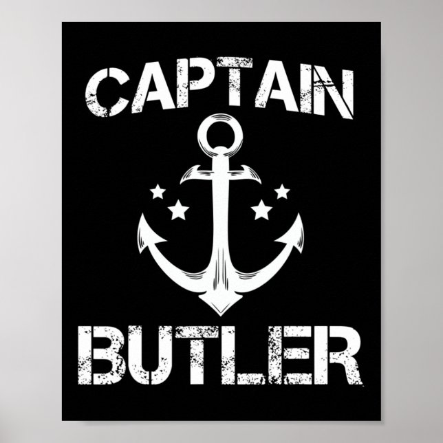 Captain Butler Funny Birthday Personalized Surname Poster (Front)