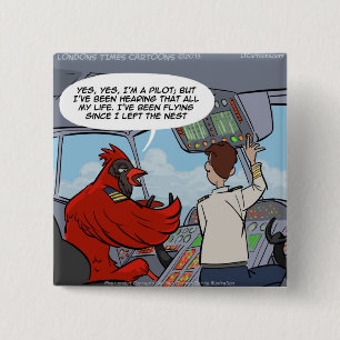 Captain Byrd Flies A Jumbo Jet Funny 2 Inch Square Button