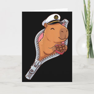 Captain Capybara Valentine Chocolate Heart Zipper Card